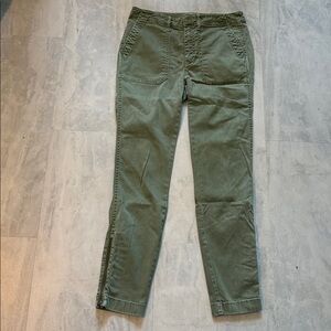 J. Crew  Pants  olive green  mid rise
Ankle zippers  side slash pockets tailored